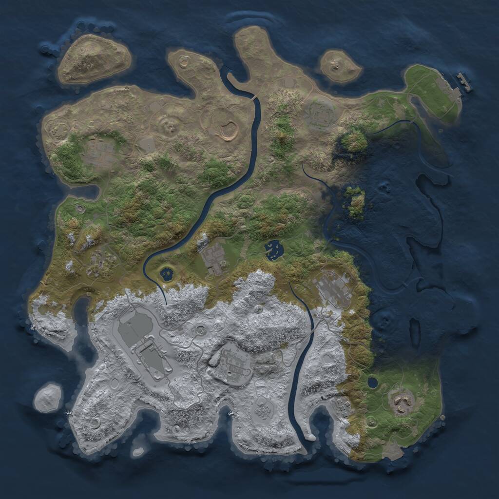 Rust Map: Procedural Map, Size: 3850, Seed: 1400122554, 17 Monuments