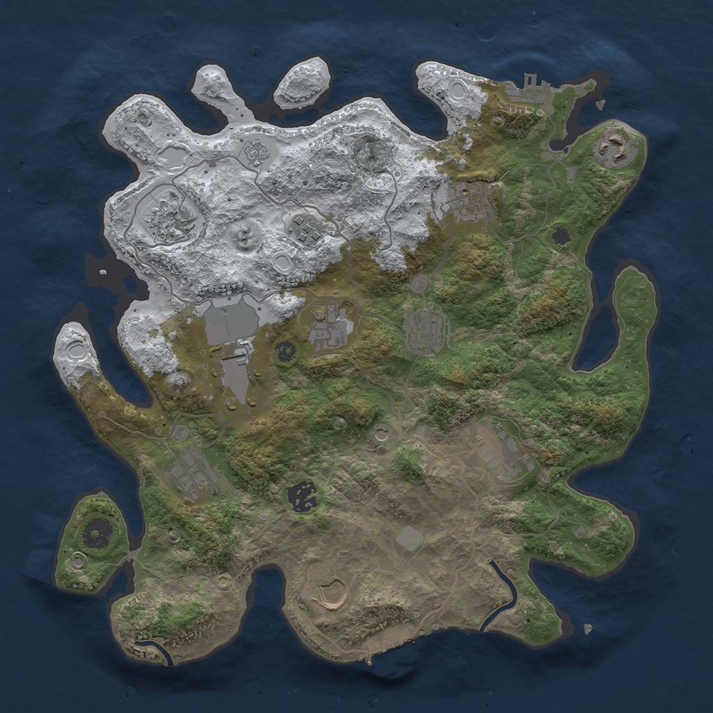 Rust Map: Procedural Map, Size: 3500, Seed: 174676016, 20 Monuments