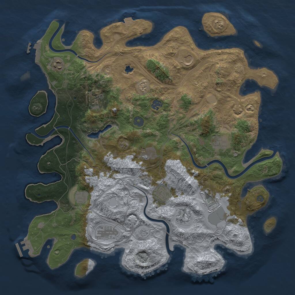 Rust Map: Procedural Map, Size: 4250, Seed: 1688473001, 17 Monuments