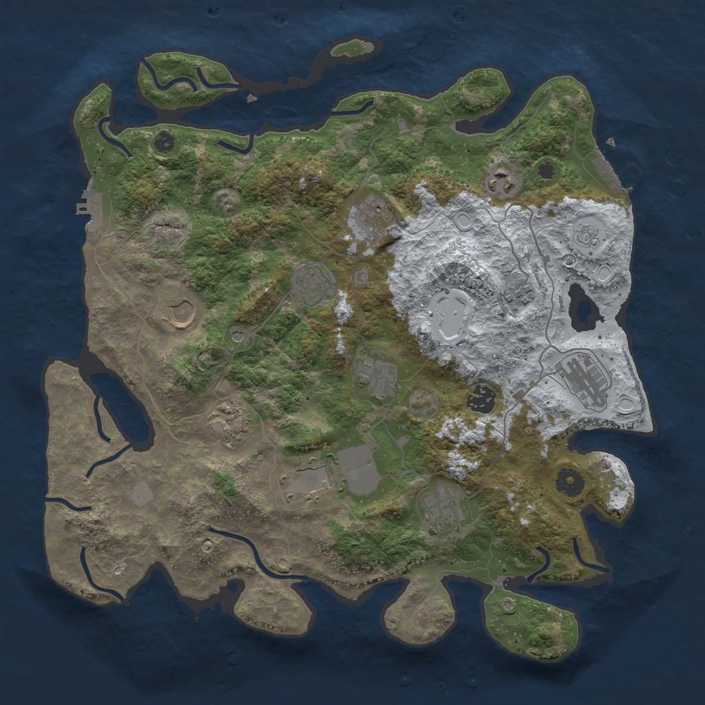 Rust Map: Procedural Map, Size: 3750, Seed: 1965494710, 20 Monuments