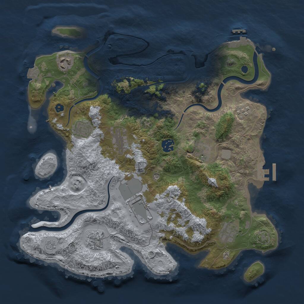 Rust Map: Procedural Map, Size: 3500, Seed: 2009976546, 15 Monuments