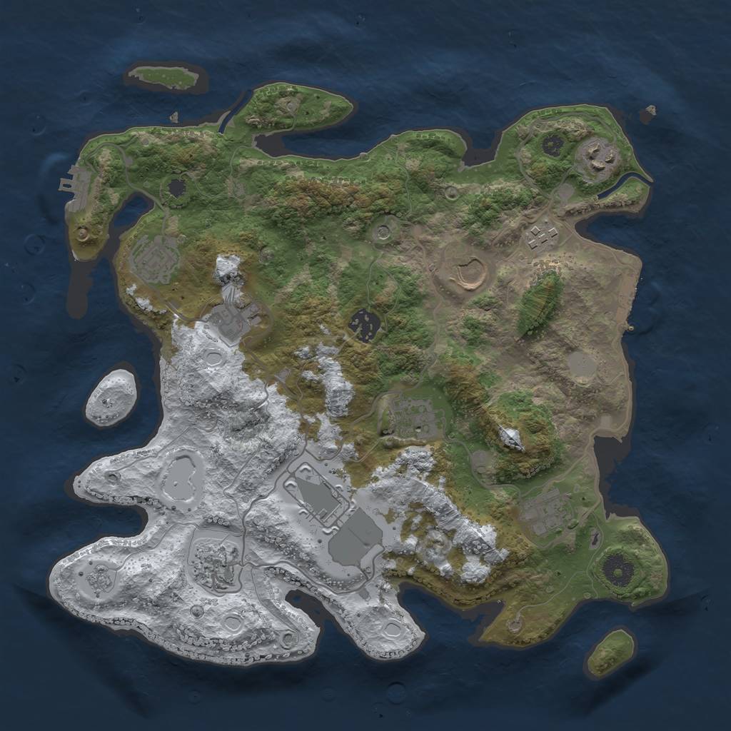 Rust Map: Procedural Map, Size: 3500, Seed: 2009976546, 19 Monuments