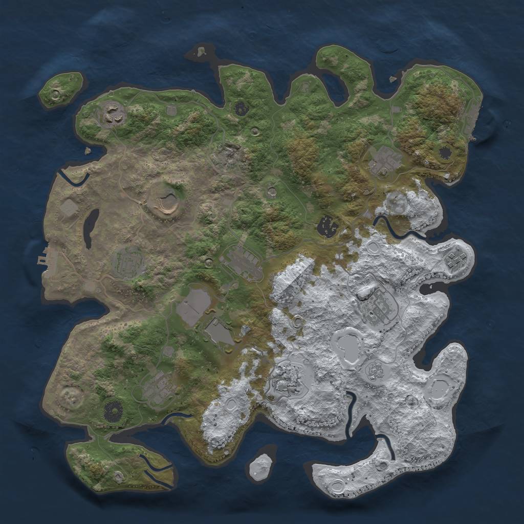 Rust Map: Procedural Map, Size: 3800, Seed: 221193127, 20 Monuments