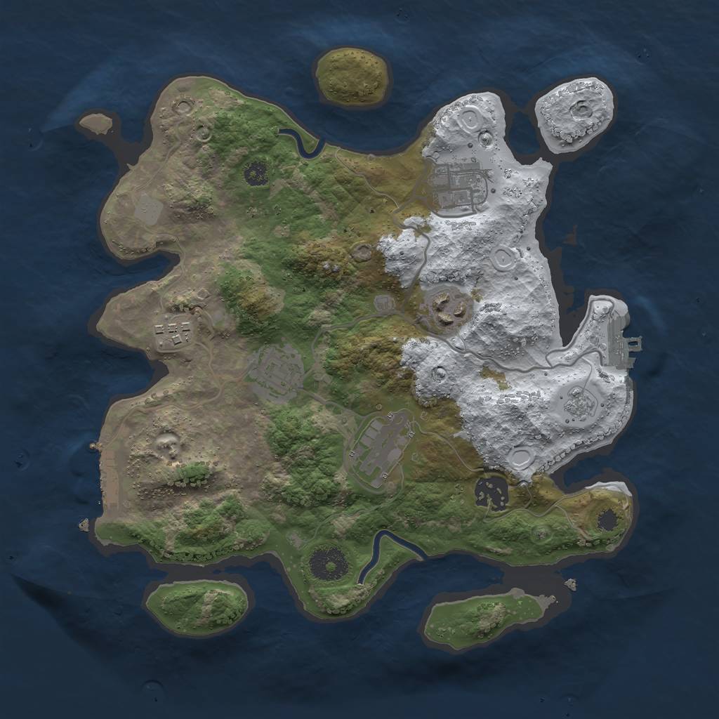 Rust Map: Procedural Map, Size: 3000, Seed: 108864185, 14 Monuments