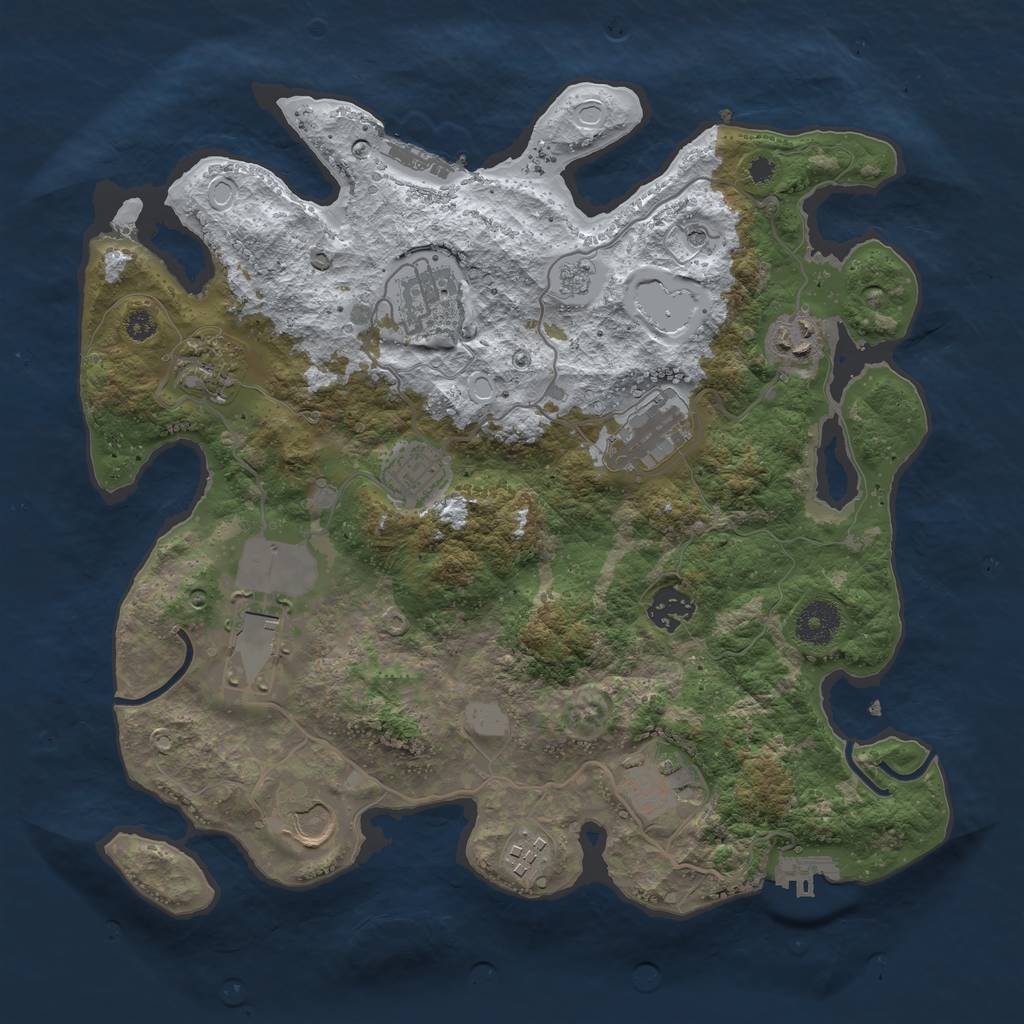 Rust Map: Procedural Map, Size: 3500, Seed: 347345820, 19 Monuments