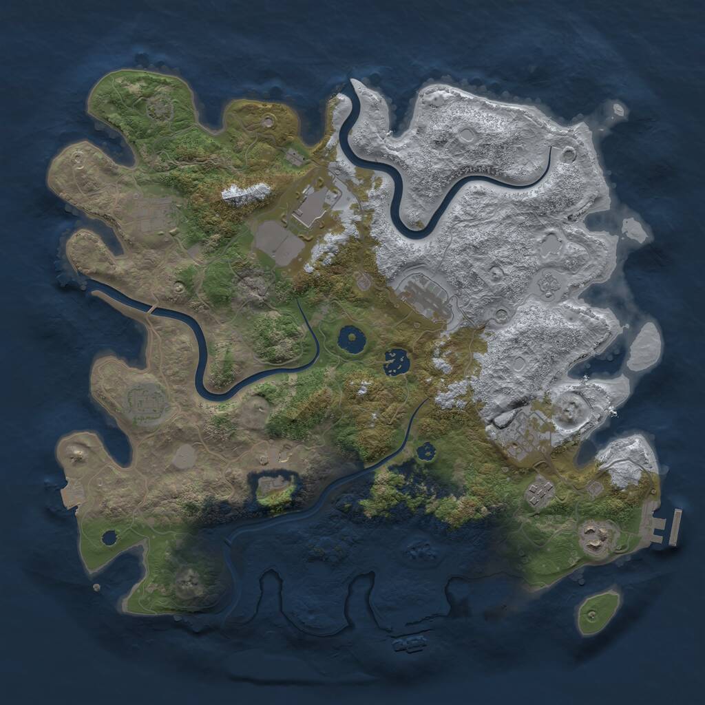 Rust Map: Procedural Map, Size: 3850, Seed: 1254681271, 15 Monuments