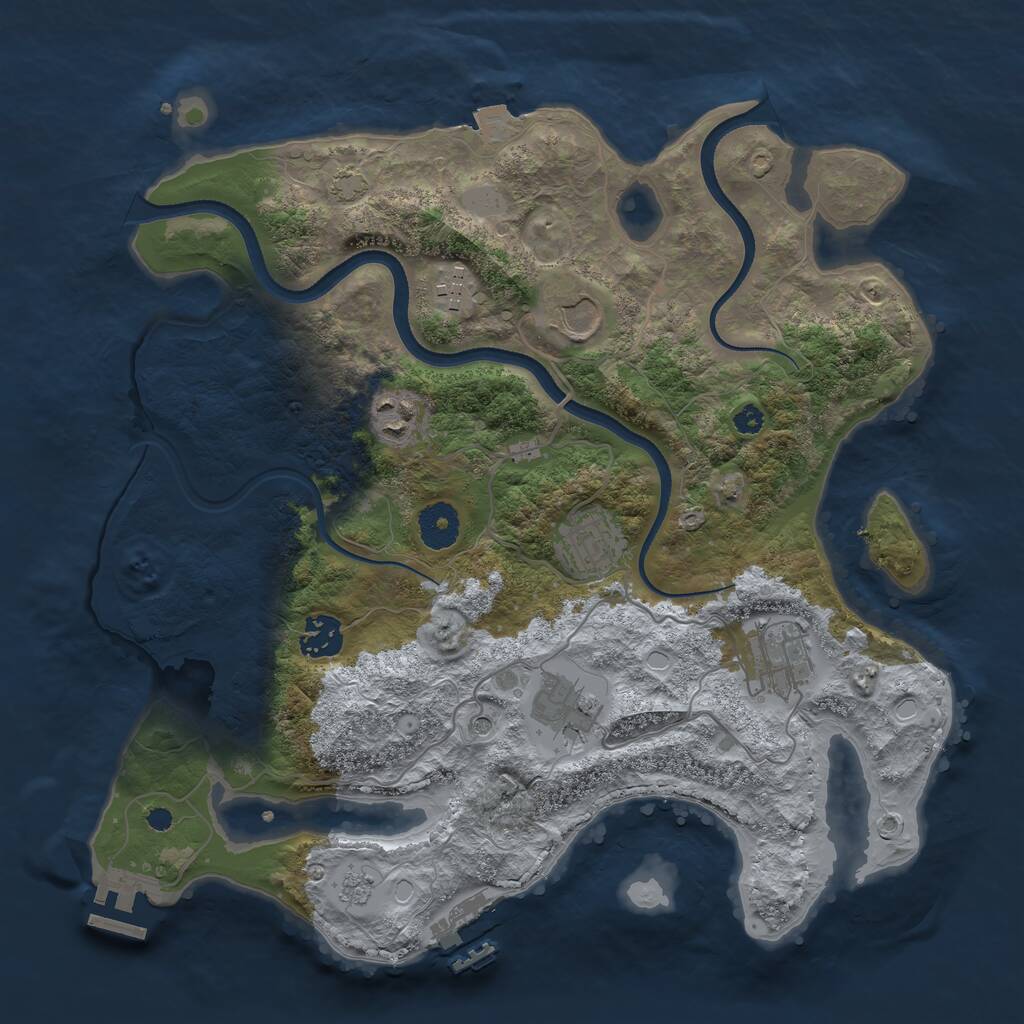 Rust Map: Procedural Map, Size: 3500, Seed: 779988385, 13 Monuments