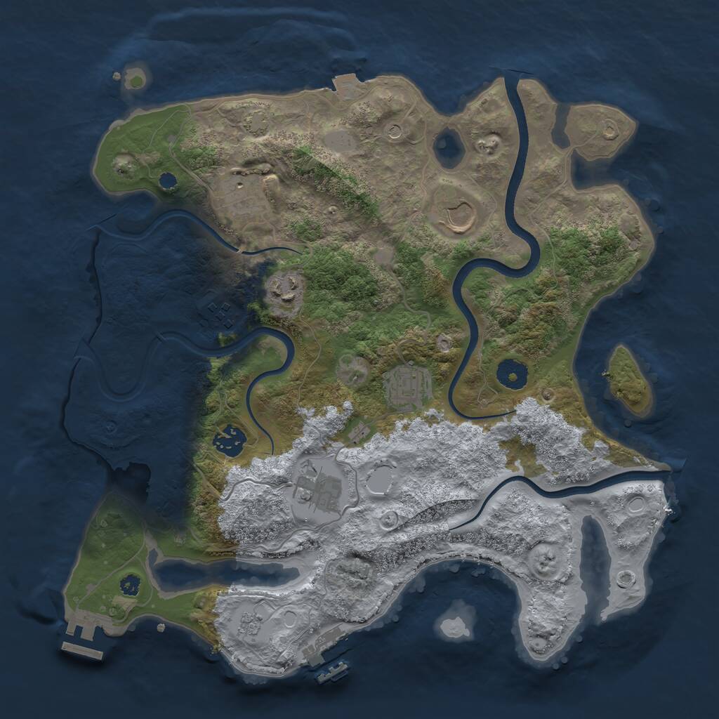 Rust Map: Procedural Map, Size: 3500, Seed: 779988385, 13 Monuments