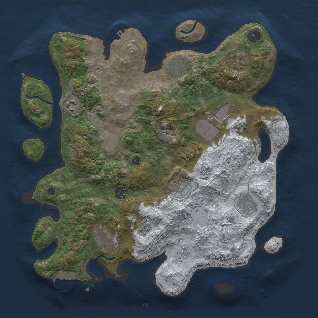 Rust Map: Procedural Map, Size: 3700, Seed: 68622419, 19 Monuments