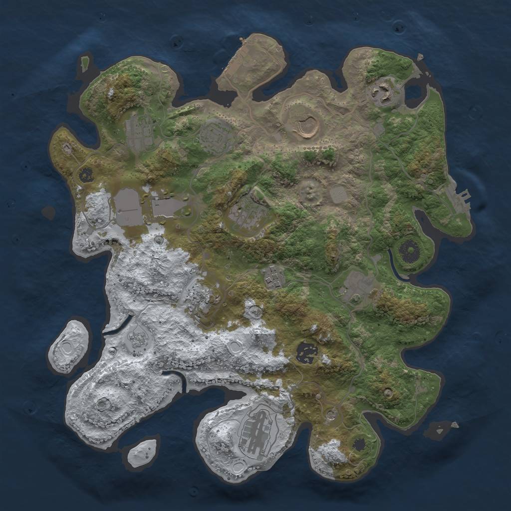 Rust Map: Procedural Map, Size: 3500, Seed: 1866033773, 20 Monuments