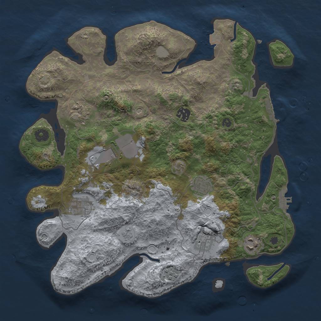 Rust Map: Procedural Map, Size: 3500, Seed: 1696633076, 16 Monuments