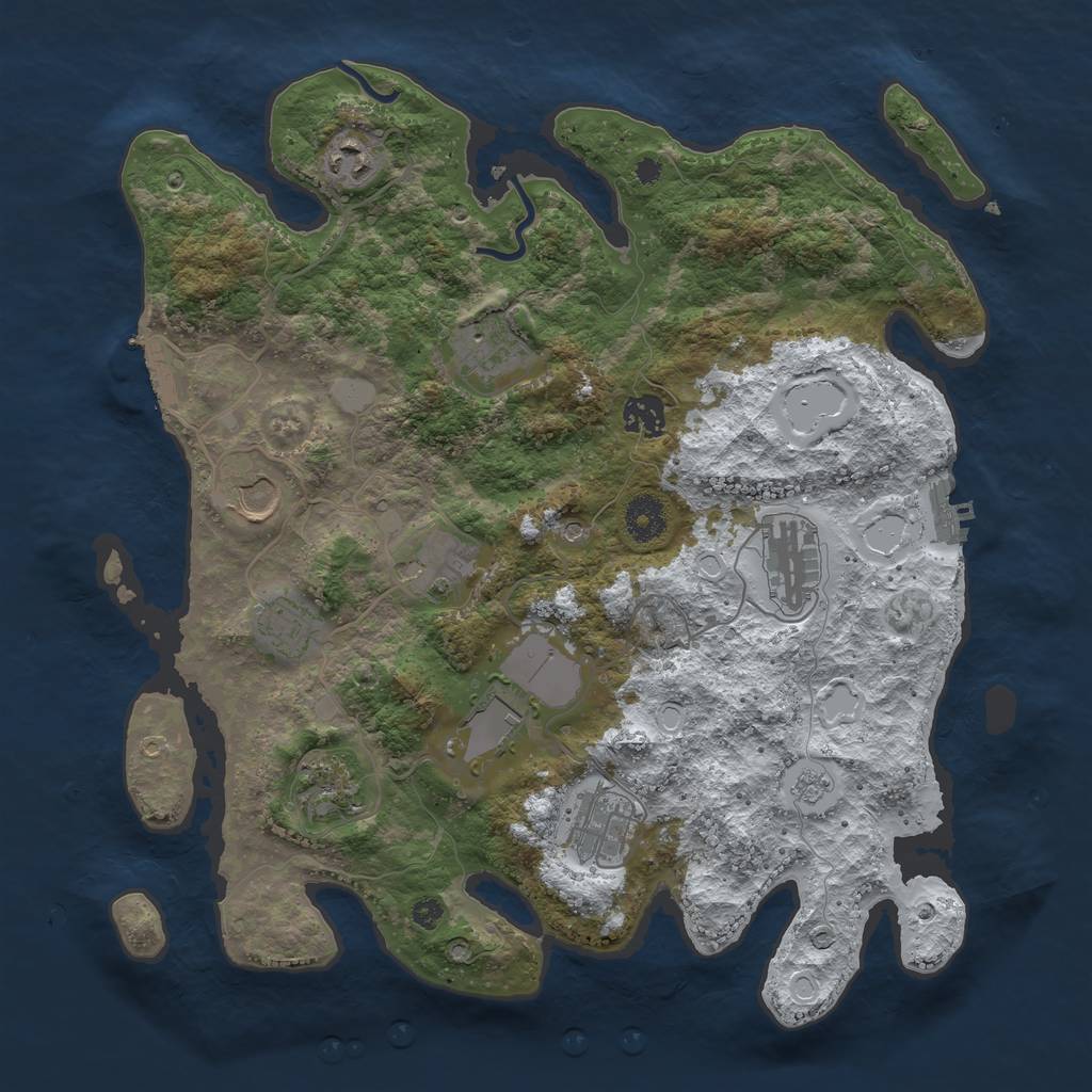 Rust Map: Procedural Map, Size: 3700, Seed: 895294207, 19 Monuments