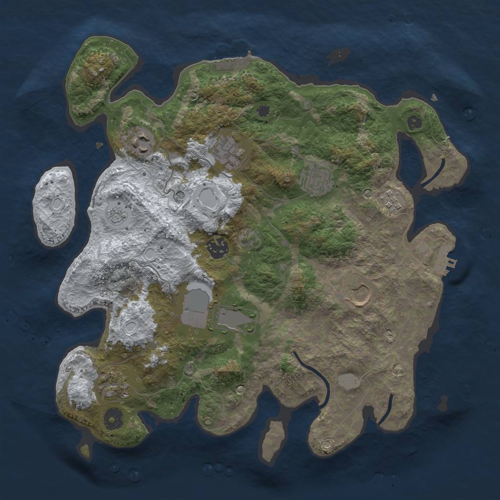 Rust Map: Procedural Map, Size: 3500, Seed: 2060751756, 17 Monuments