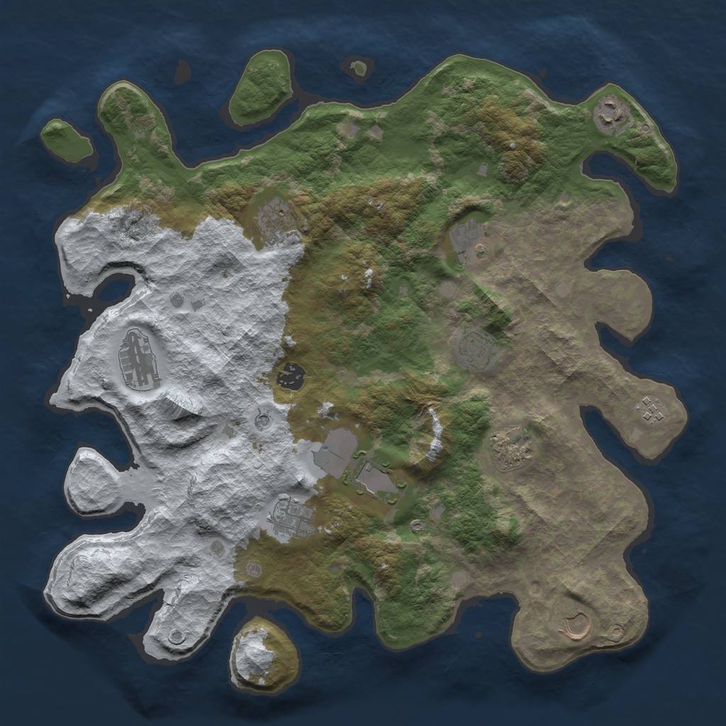 Rust Map: Barren, Size: 4000, Seed: 114034188, 14 Monuments
