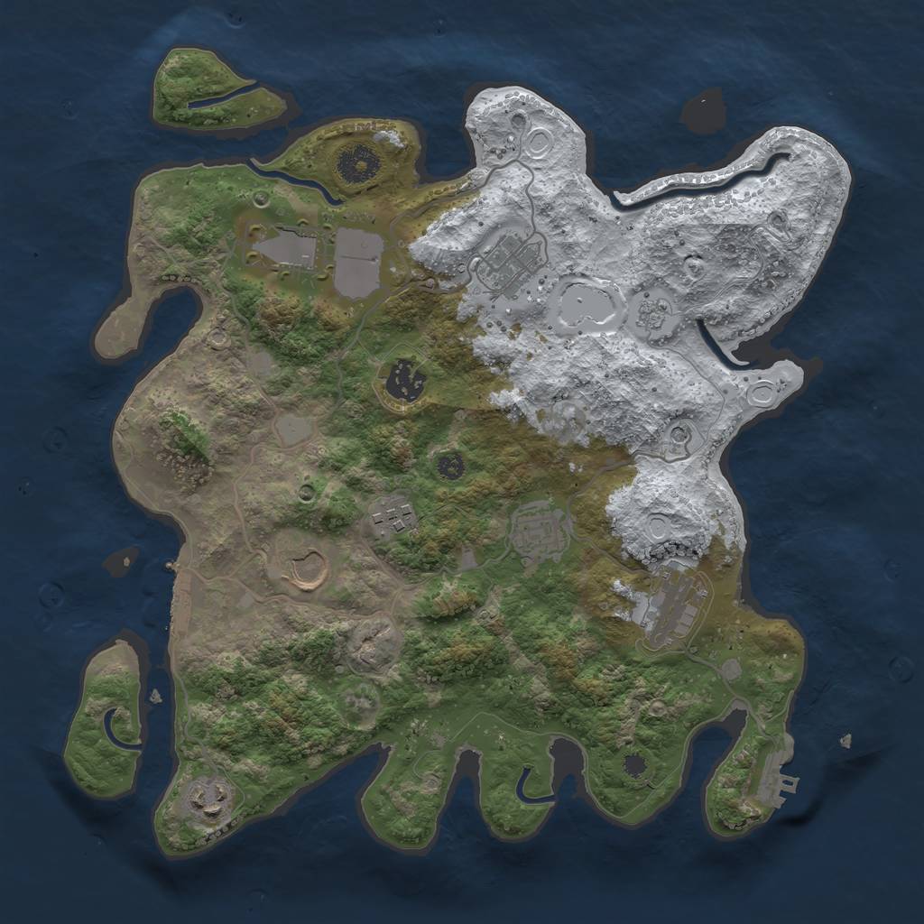 Rust Map: Procedural Map, Size: 3500, Seed: 61893704, 17 Monuments