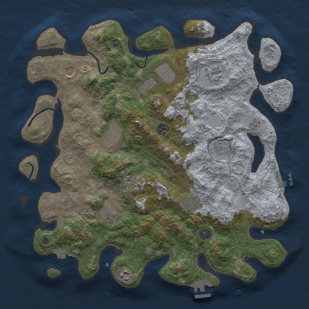 Rust Map: Procedural Map, Size: 4000, Seed: 386527, 16 Monuments