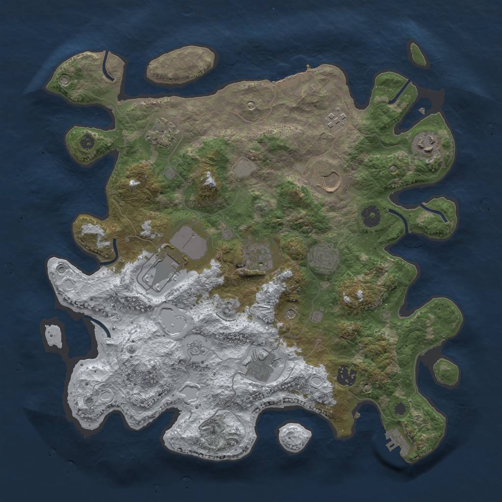 Rust Map: Procedural Map, Size: 3700, Seed: 579928971, 18 Monuments