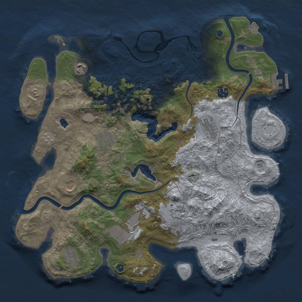 Rust Map: Procedural Map, Size: 4000, Seed: 1497829874, 14 Monuments