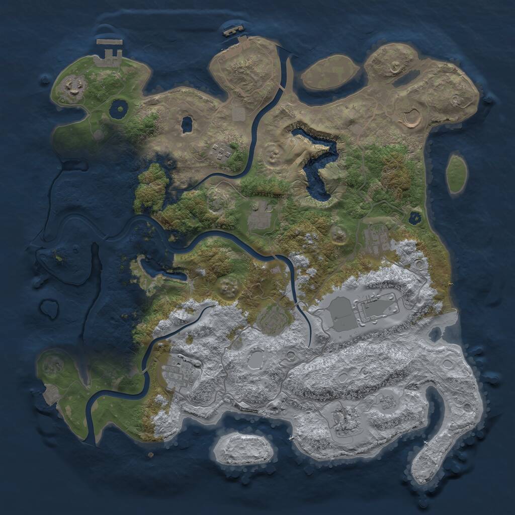 Rust Map: Procedural Map, Size: 4000, Seed: 57805, 15 Monuments