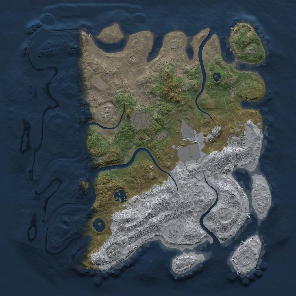 Rust Map: Procedural Map, Size: 3500, Seed: 49603617, 10 Monuments