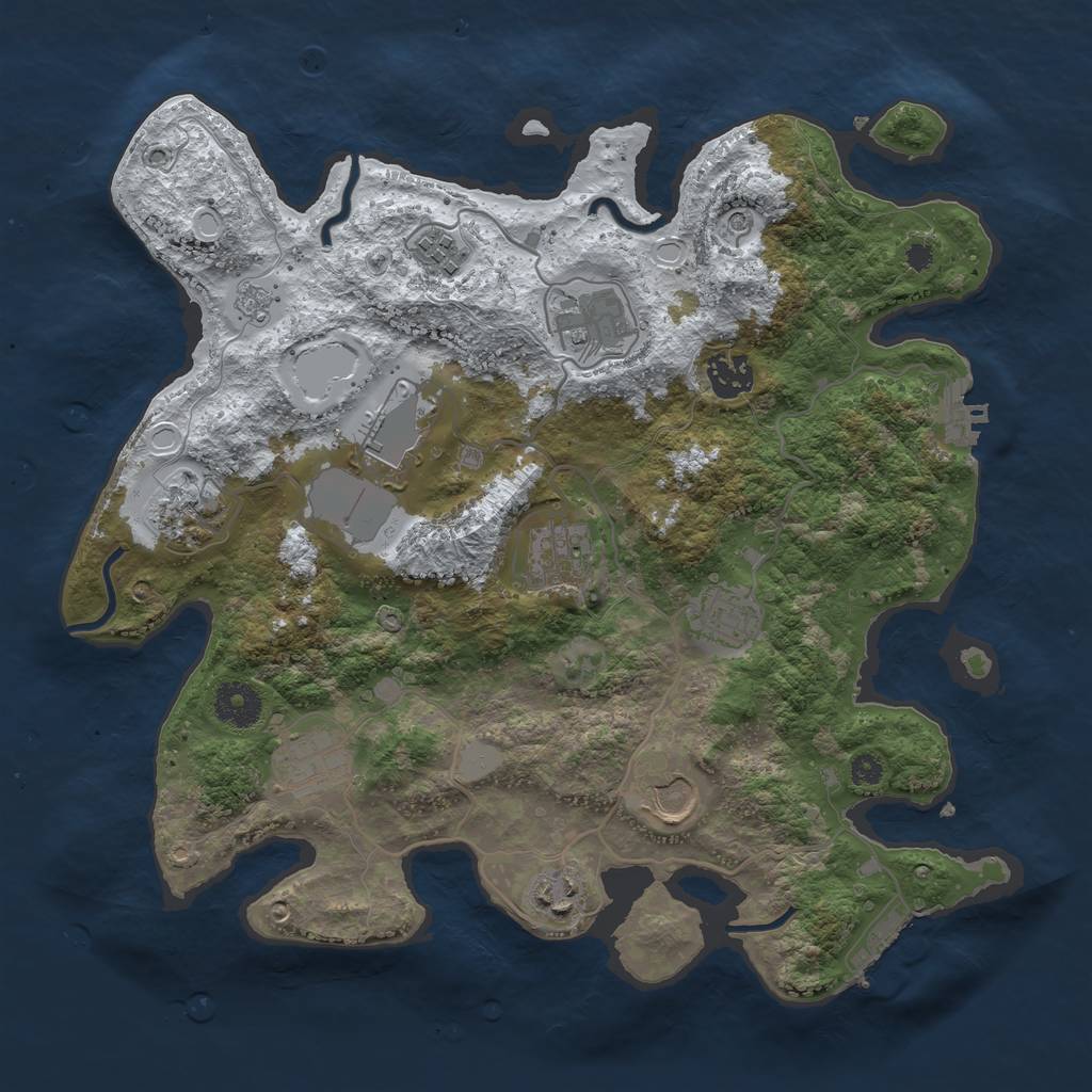 Rust Map: Procedural Map, Size: 3500, Seed: 7527430, 19 Monuments