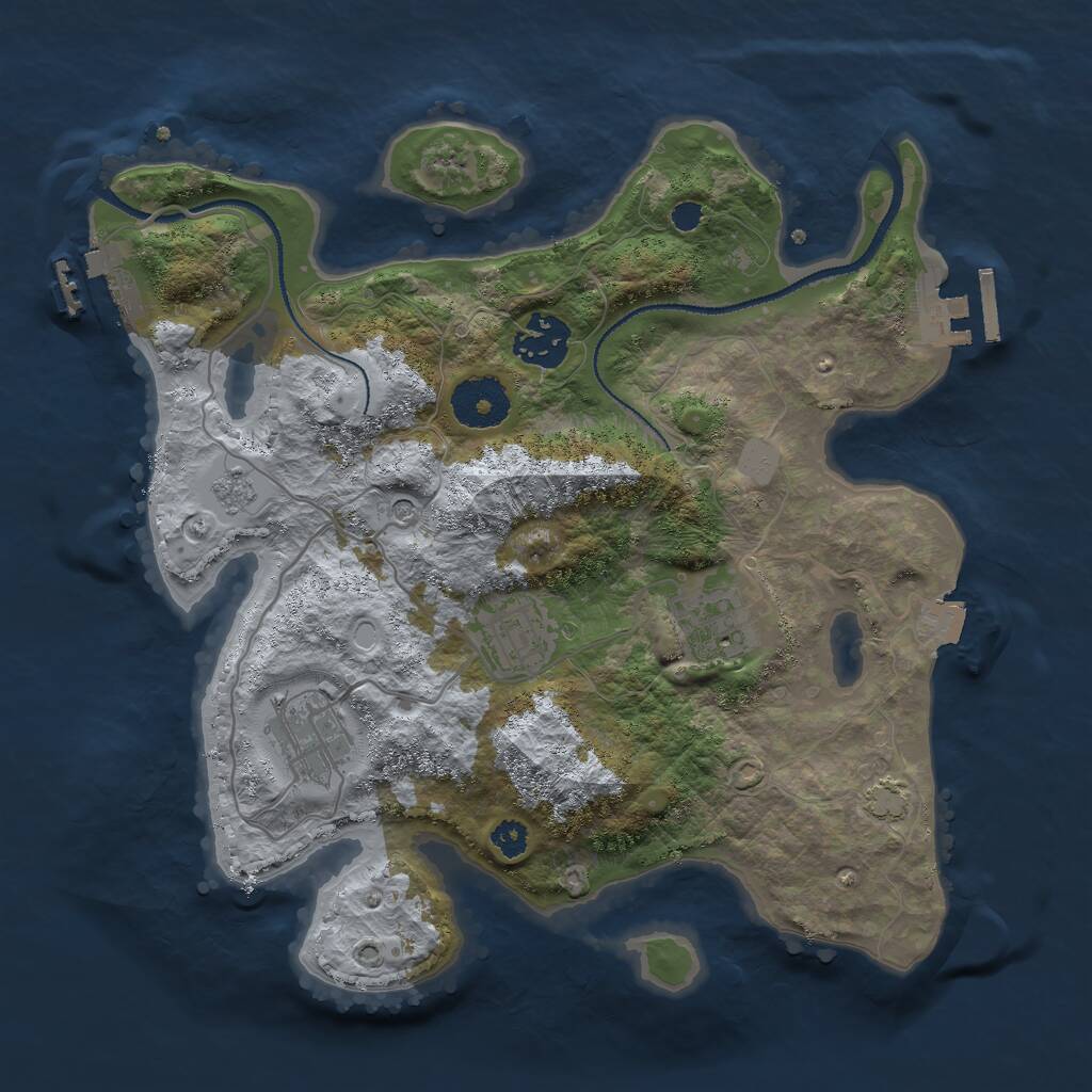 Rust Map: Procedural Map, Size: 3000, Seed: 28031988, 10 Monuments