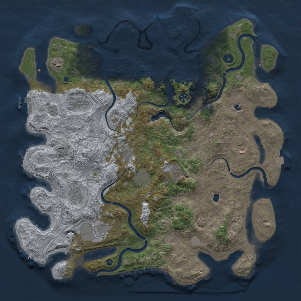 Rust Map: Procedural Map, Size: 4500, Seed: 630587238, 17 Monuments