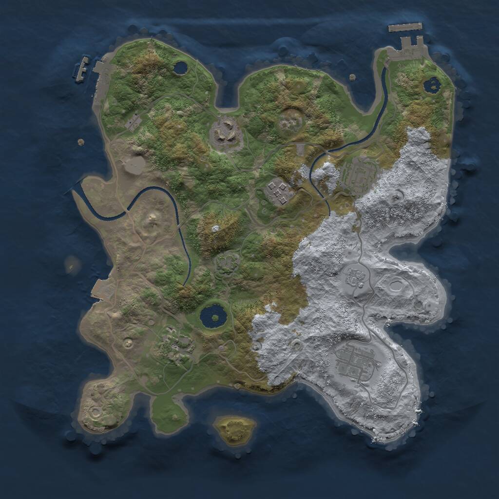 Rust Map: Procedural Map, Size: 3000, Seed: 688667059, 10 Monuments