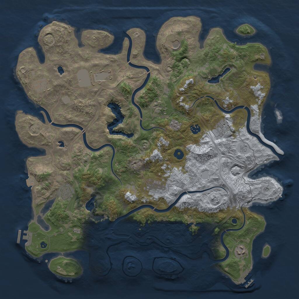 Rust Map: Procedural Map, Size: 4500, Seed: 822360155, 16 Monuments