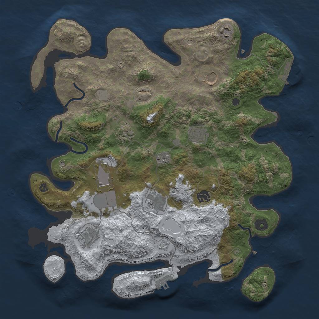 Rust Map: Procedural Map, Size: 3700, Seed: 1758, 18 Monuments