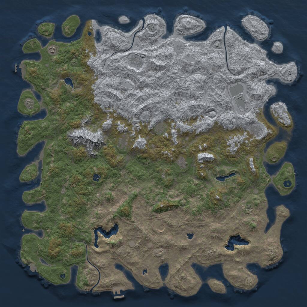 Rust Map: Procedural Map, Size: 6000, Seed: 84621, 17 Monuments
