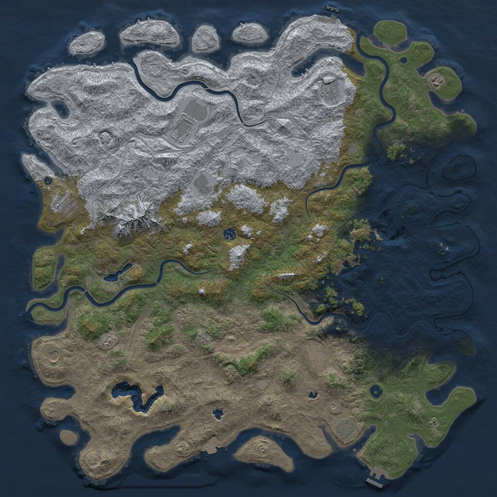 Rust Map: Procedural Map, Size: 6000, Seed: 777777, 17 Monuments