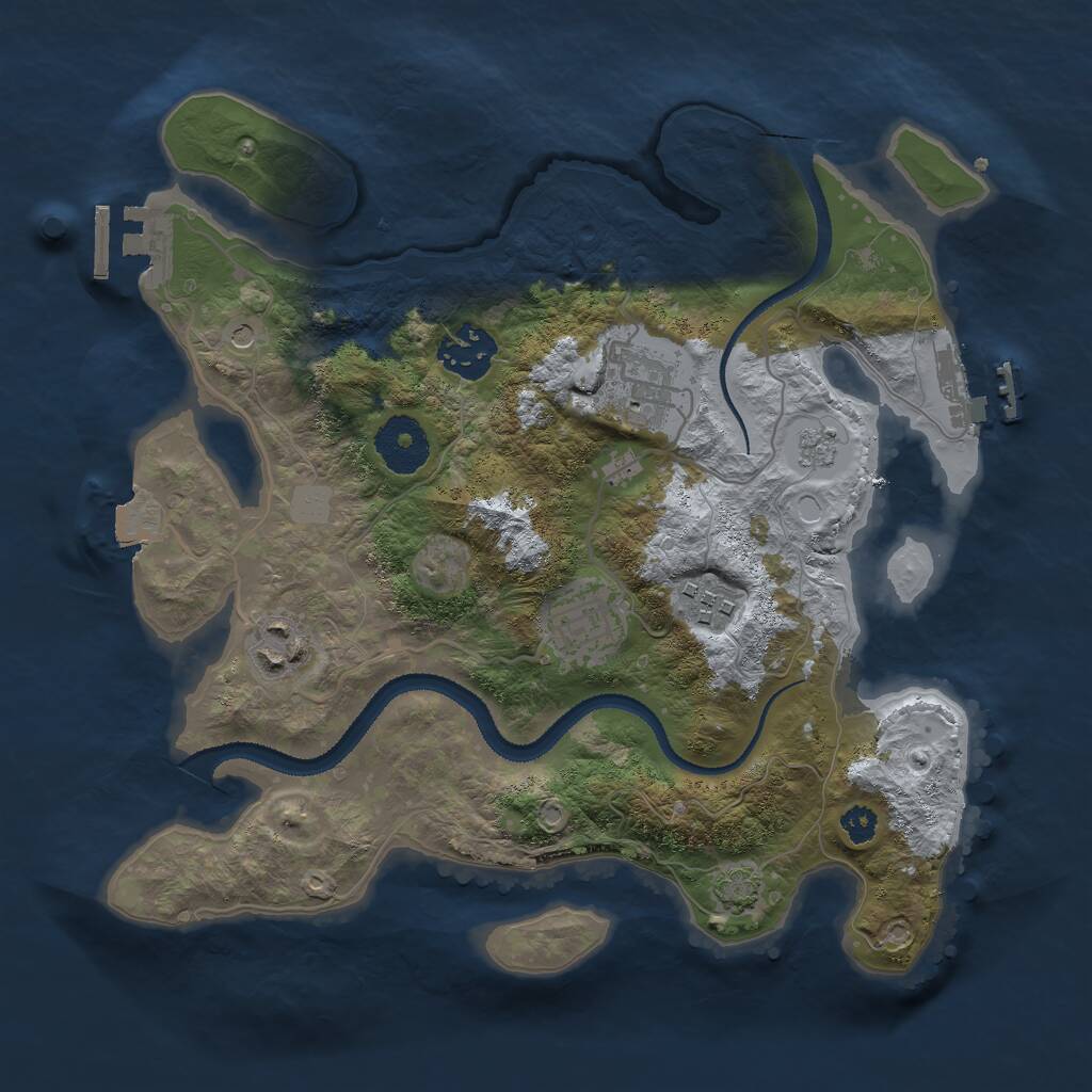 Rust Map: Procedural Map, Size: 3000, Seed: 1759571424, 11 Monuments