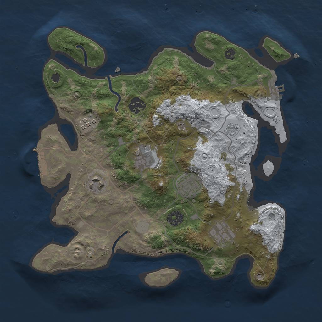 Rust Map: Procedural Map, Size: 3000, Seed: 1759571424, 15 Monuments