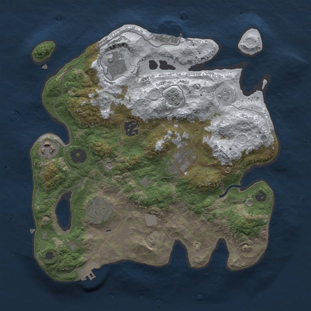 Rust Map: Procedural Map, Size: 3000, Seed: 2121, 15 Monuments