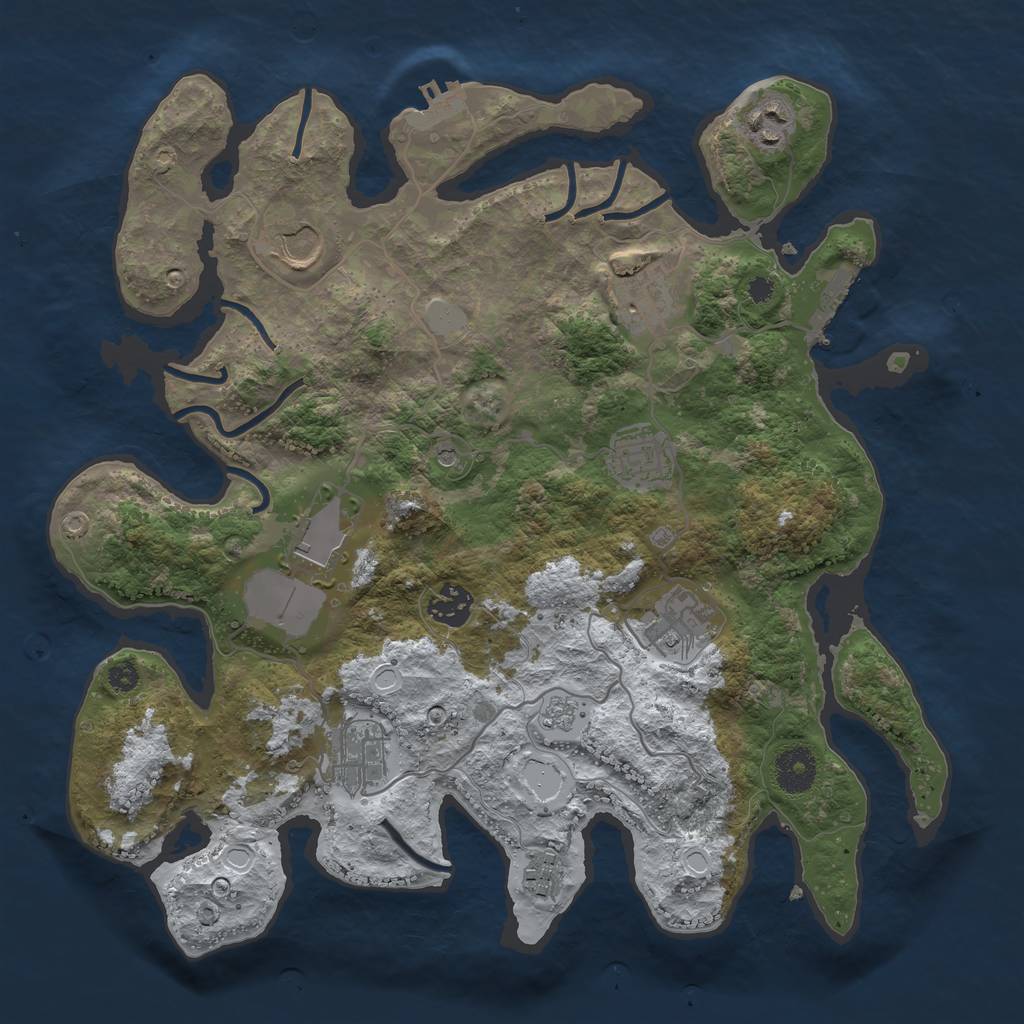 Rust Map: Procedural Map, Size: 3500, Seed: 3642193, 18 Monuments