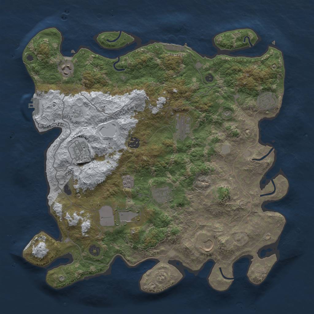 Rust Map: Procedural Map, Size: 4000, Seed: 1421755337, 18 Monuments