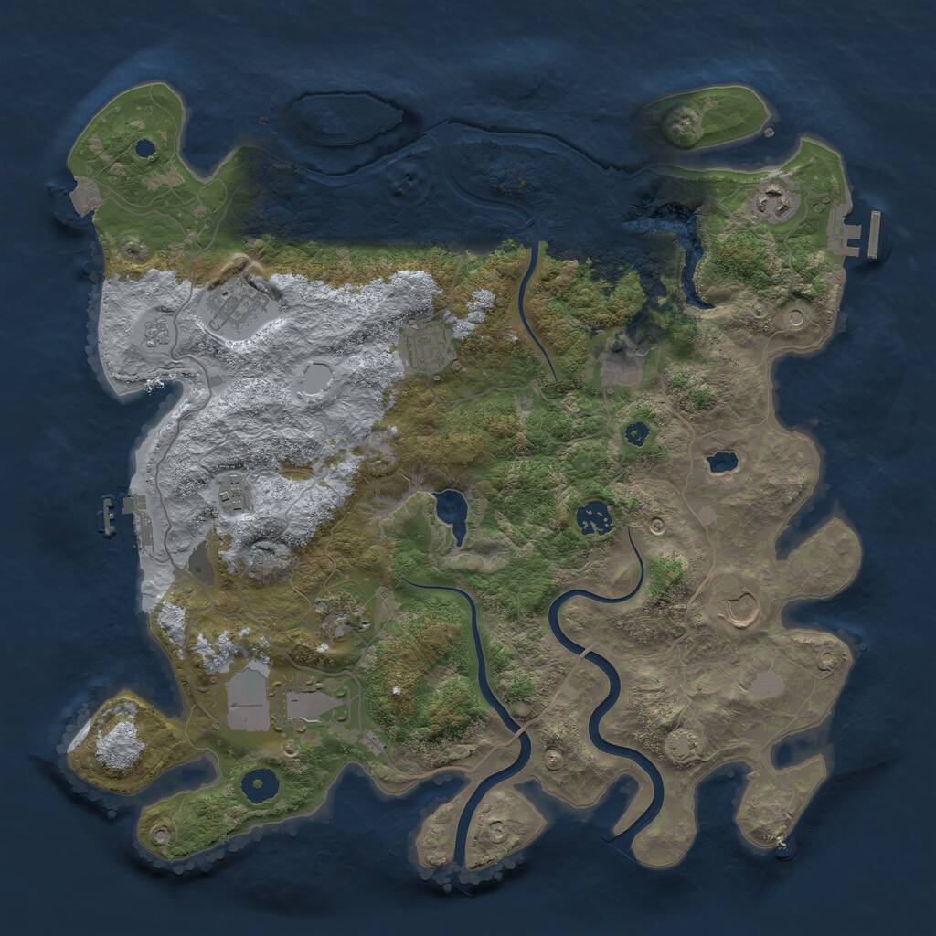 Rust Map: Procedural Map, Size: 4000, Seed: 1421755337, 15 Monuments