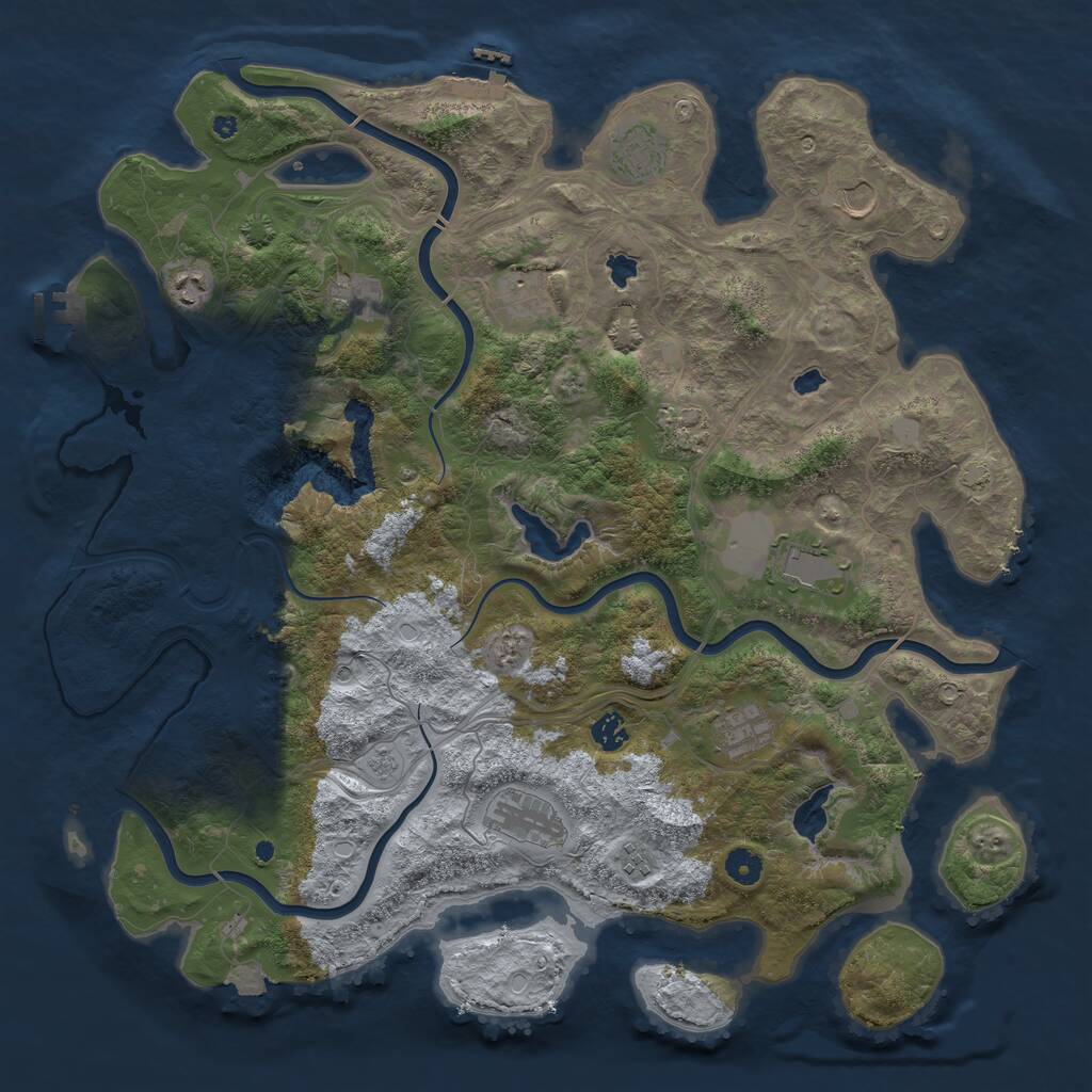 Rust Map: Procedural Map, Size: 4500, Seed: 1365248751, 17 Monuments