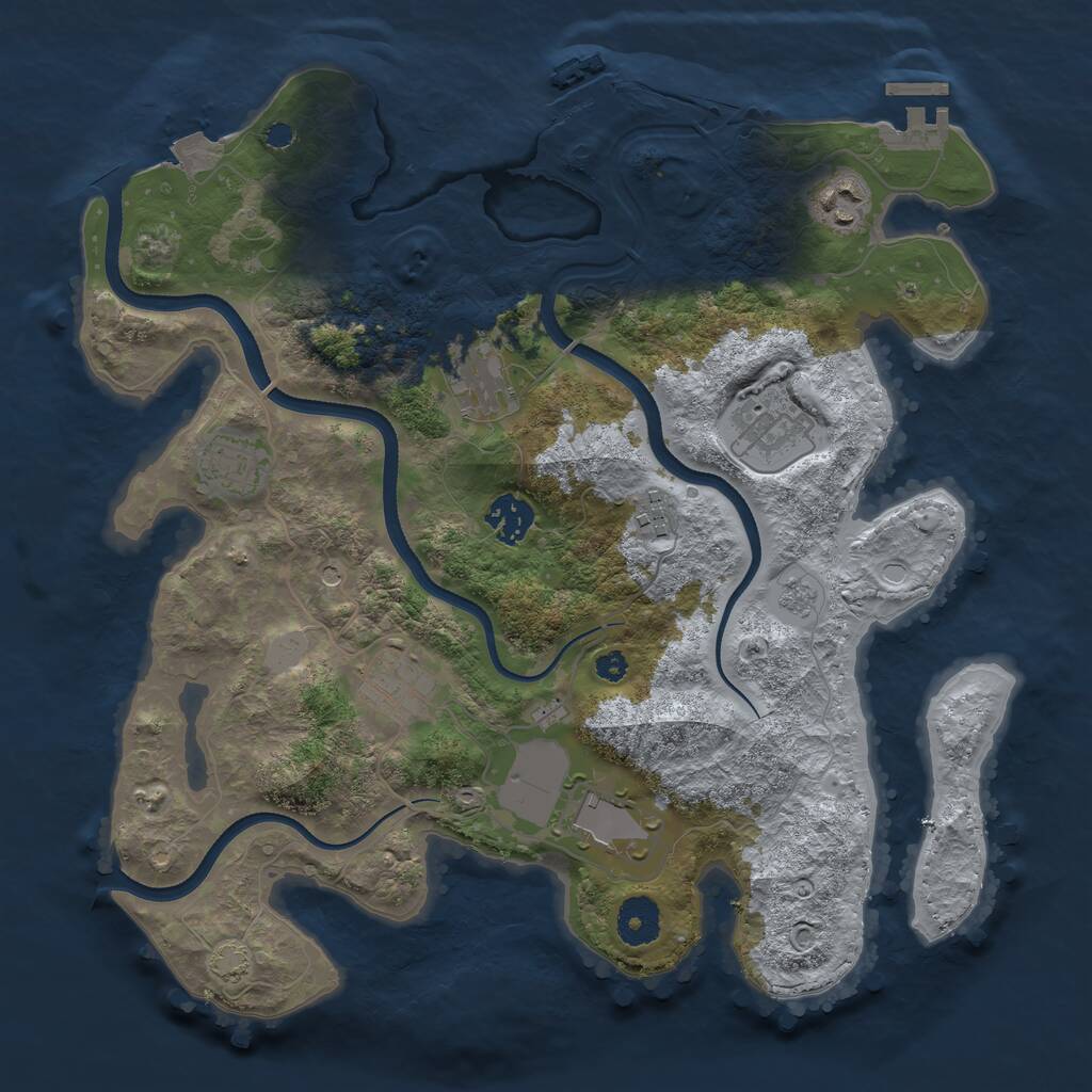 Rust Map: Procedural Map, Size: 3500, Seed: 654961, 14 Monuments