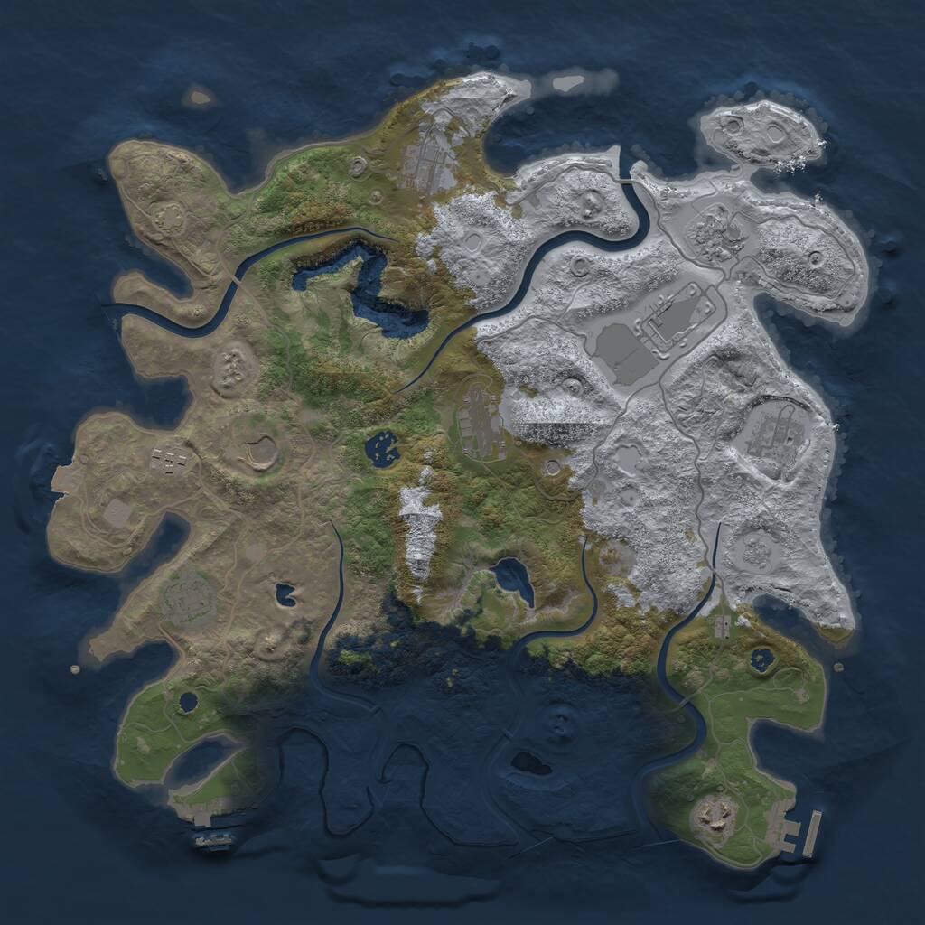 Rust Map: Procedural Map, Size: 4000, Seed: 656329, 16 Monuments