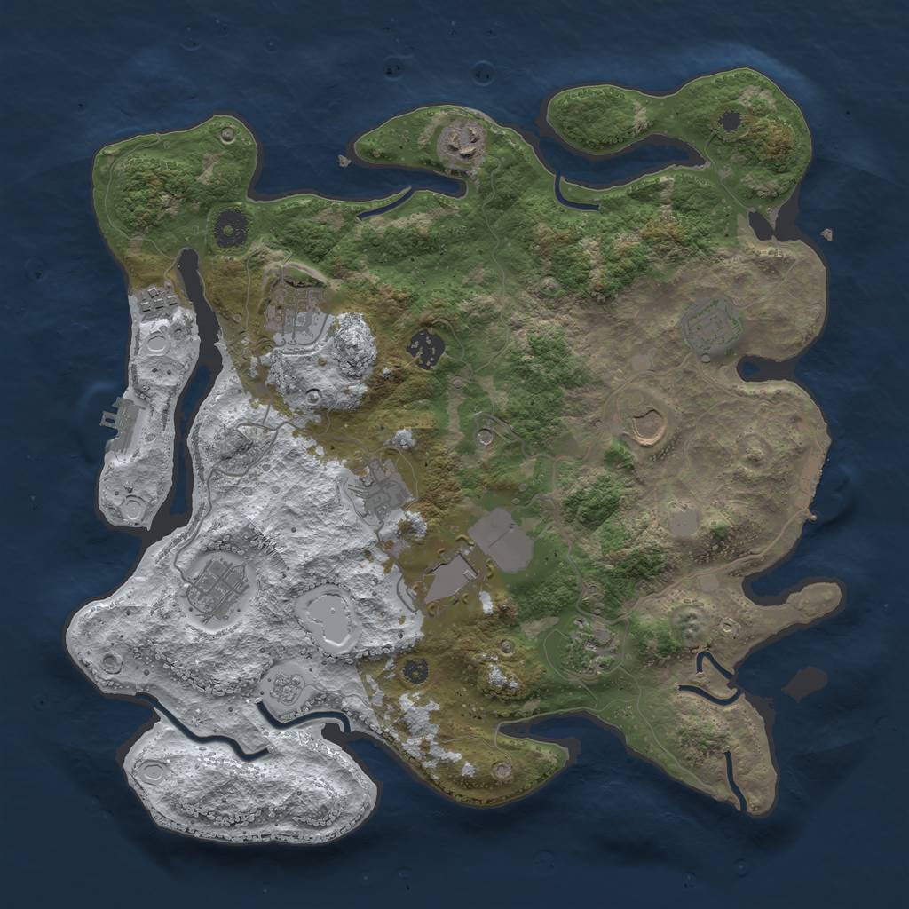 Rust Map: Procedural Map, Size: 3700, Seed: 573312059, 19 Monuments