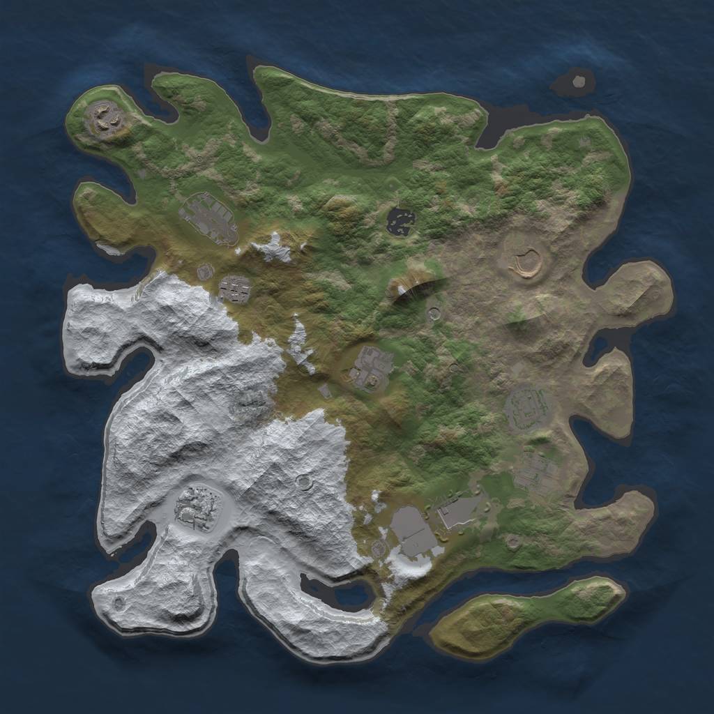 Rust Map: Barren, Size: 3750, Seed: 106582415, 13 Monuments