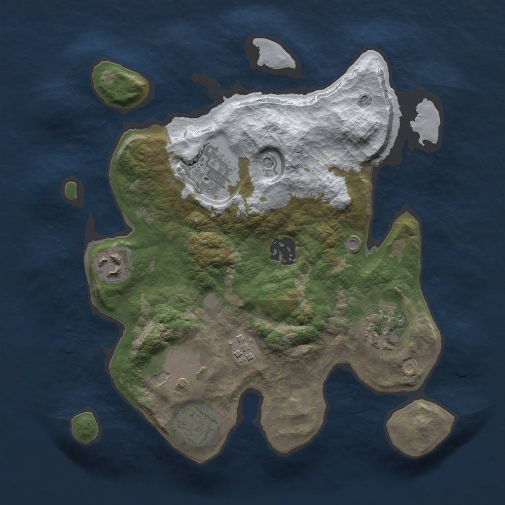 Rust Map: Barren, Size: 2750, Seed: 731816706, 10 Monuments