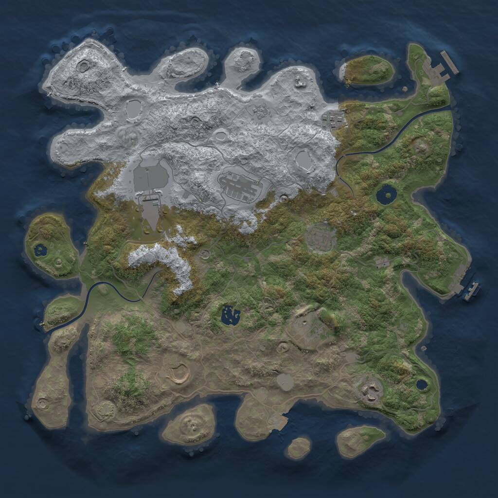 Rust Map: Procedural Map, Size: 3800, Seed: 185928016, 14 Monuments