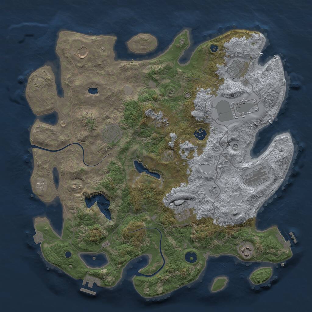 Rust Map: Procedural Map, Size: 4000, Seed: 2945738, 16 Monuments