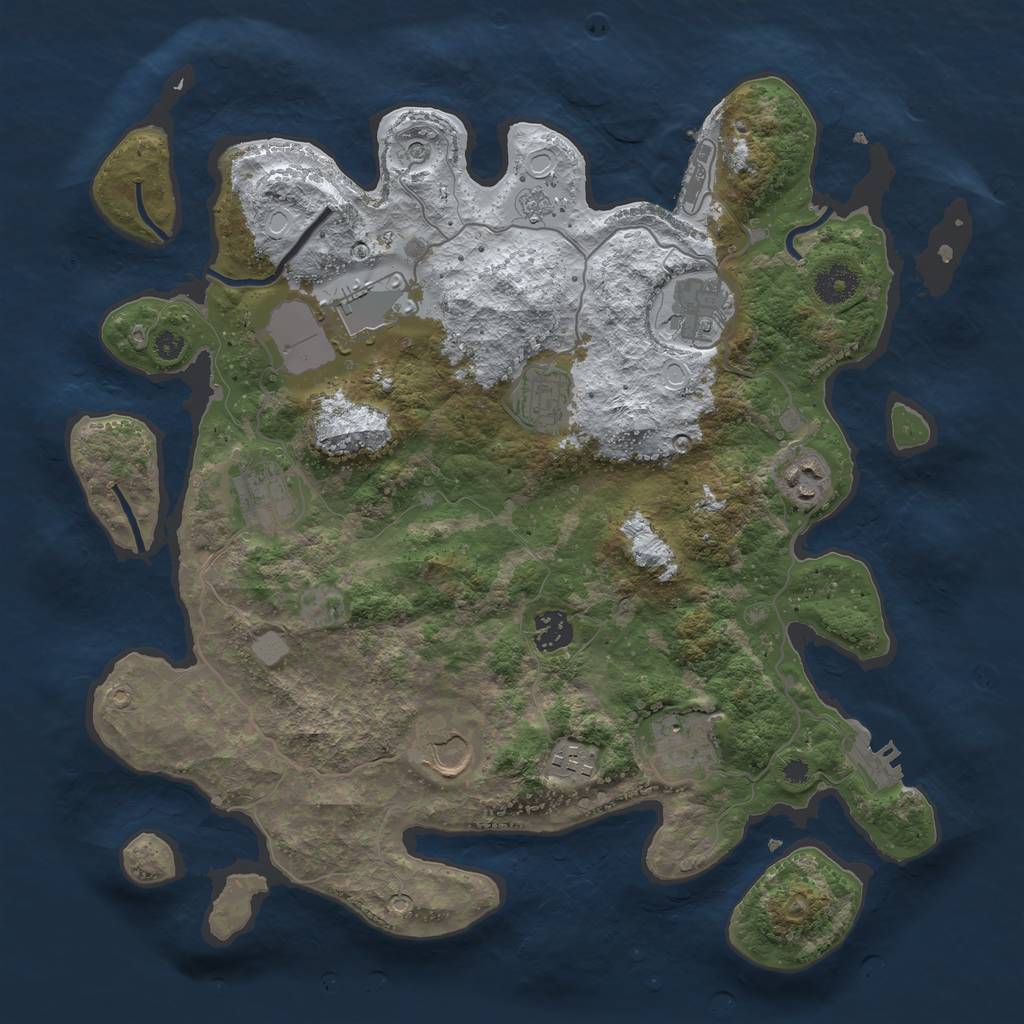 Rust Map: Procedural Map, Size: 3700, Seed: 908233691, 18 Monuments