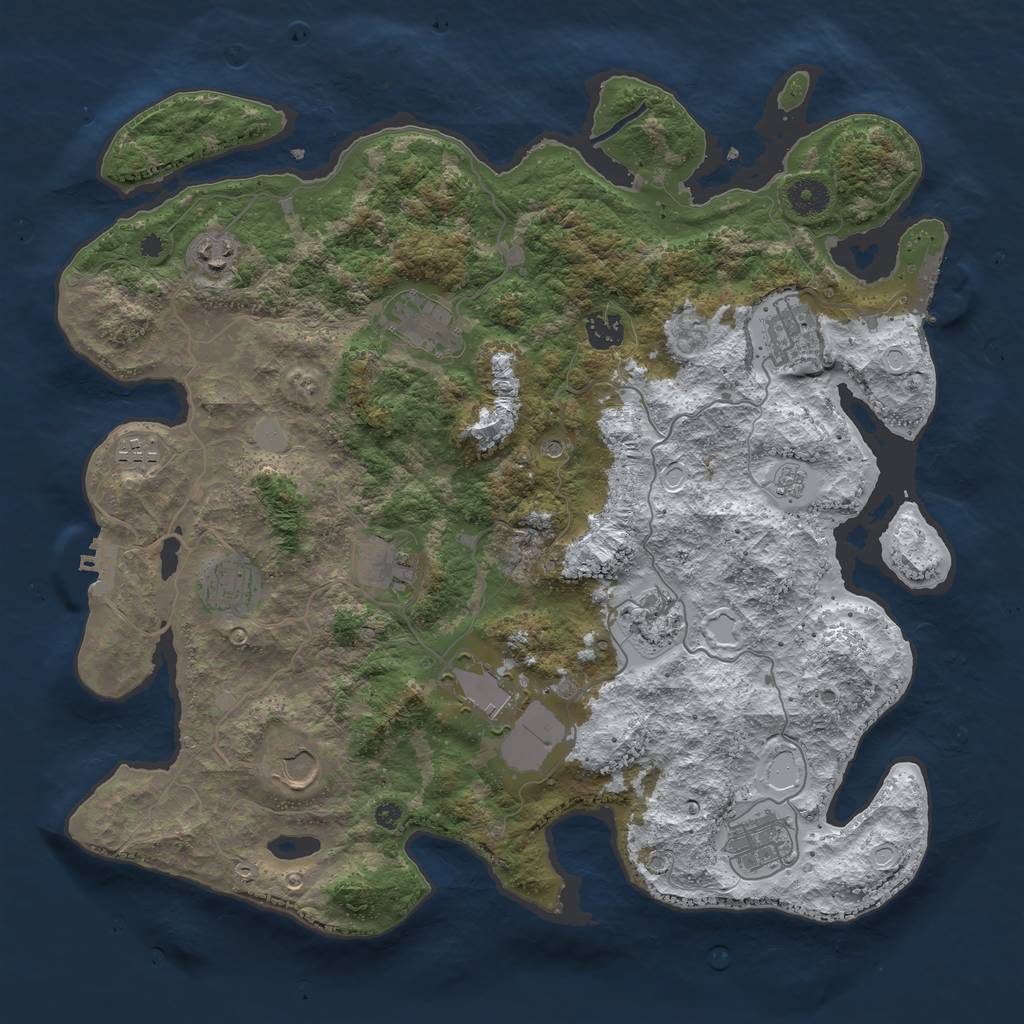 Rust Map: Procedural Map, Size: 3950, Seed: 2098460720, 20 Monuments