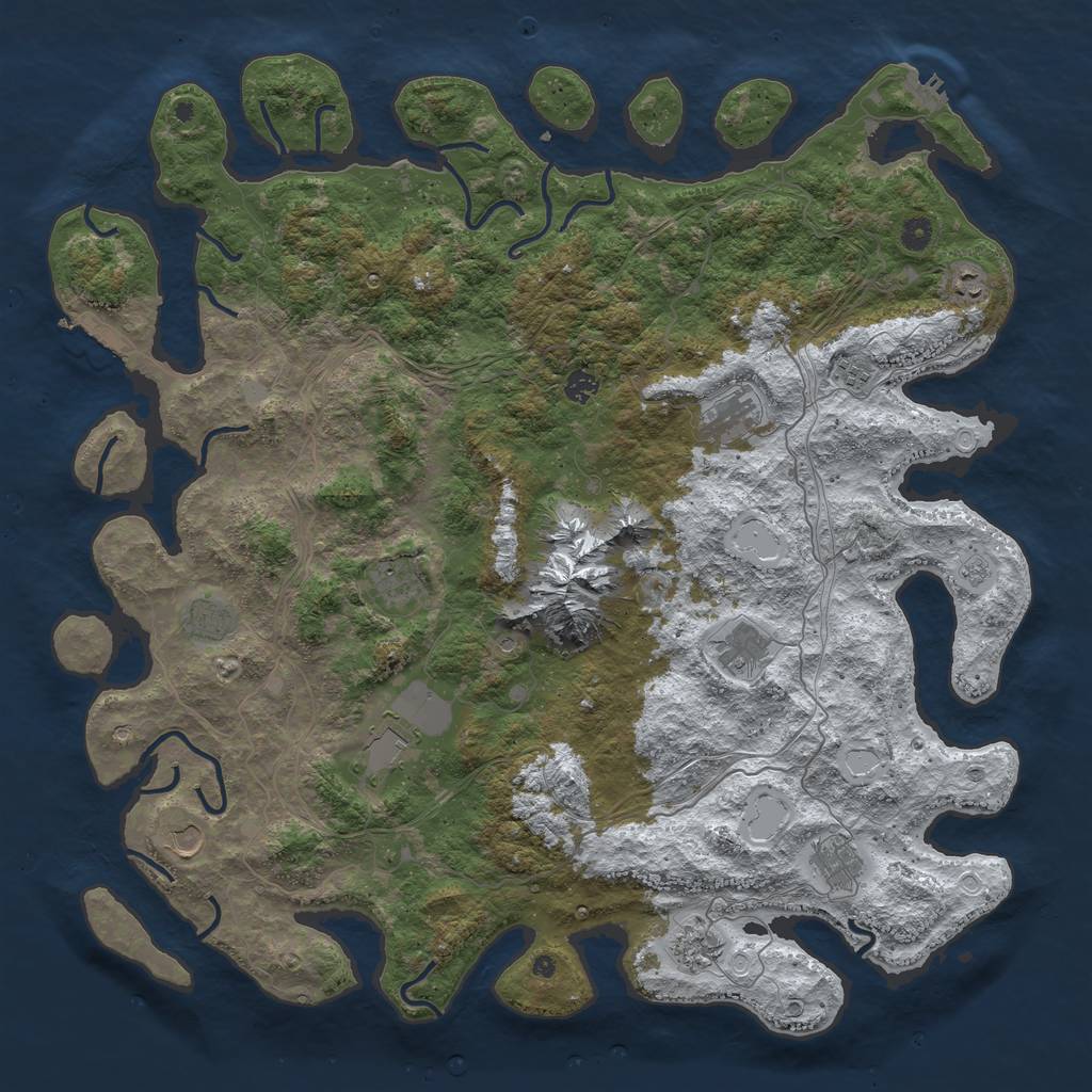 Rust Map: Procedural Map, Size: 5000, Seed: 1002806993, 20 Monuments