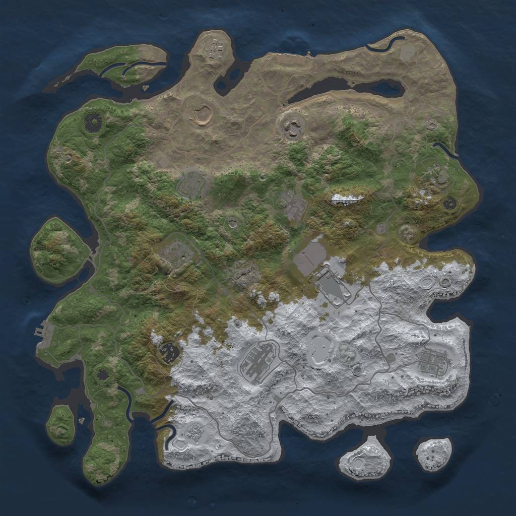 Rust Map: Procedural Map, Size: 4000, Seed: 506485295, 20 Monuments